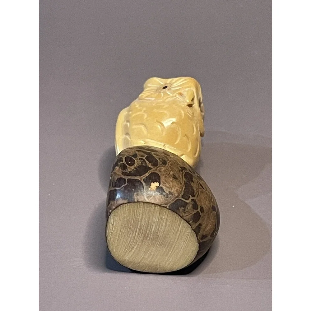 Owl Hand Carved Tagua Nut Vegetable Ivory Figurine Bird  Vintage
